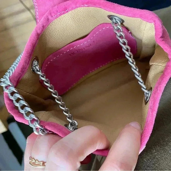 Bonino Small Pink Suede Crossbody/Shoulder Bag - Made in Italy leather bag - Picture 11 of 14